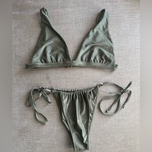 AERIE SHINE RIB BIKINI SET - TOP & BOTTOM, SIZE MEDIUM